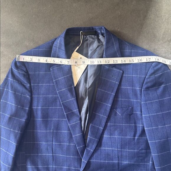 Men’s Blue Plaid 3 Piece Slim Fit Formal Business Suit Jacket 38 Pants 34 NWT - Picture 15 of 15